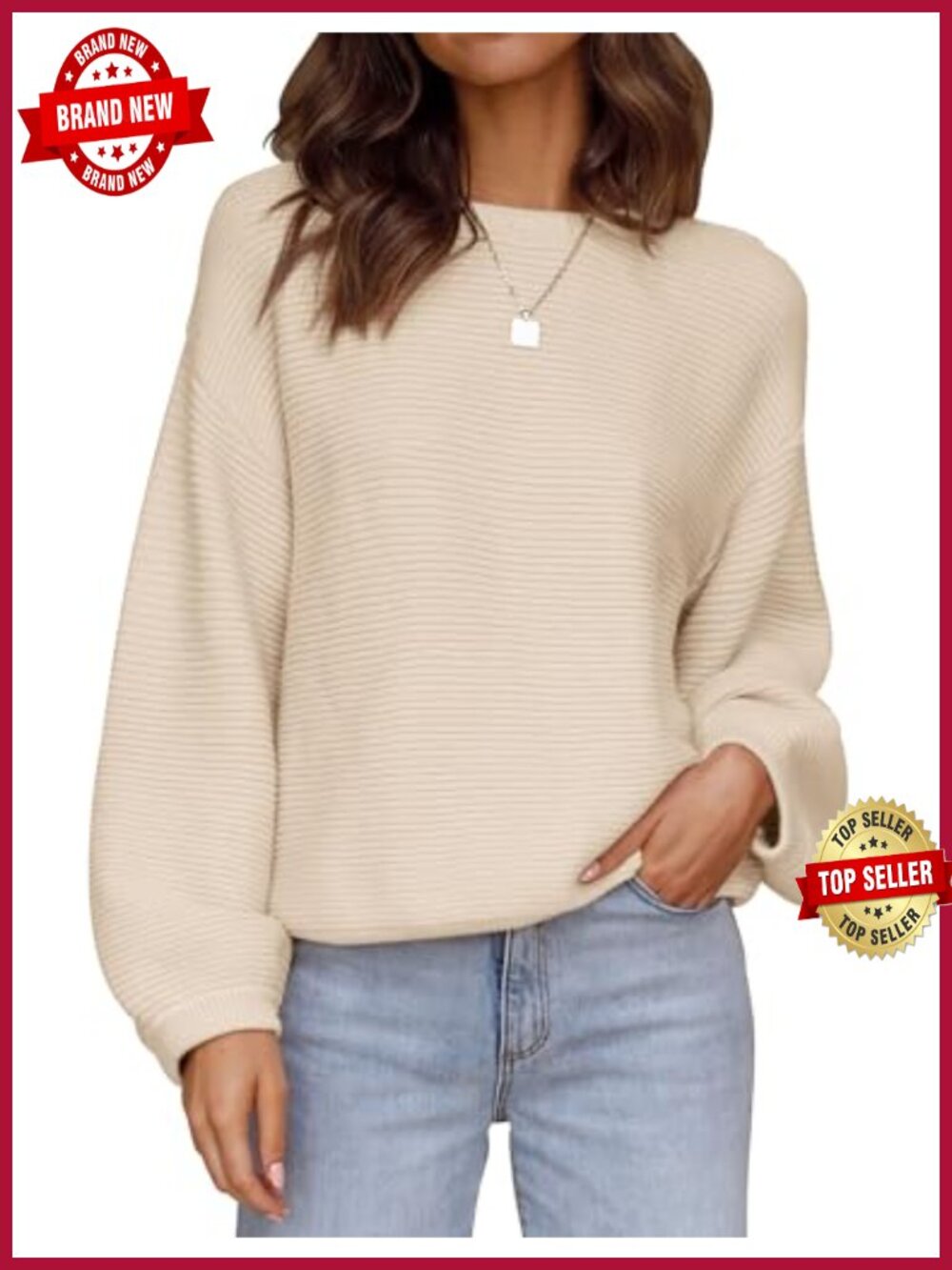 Women's ZESICA Long Sleeve Knit Pullover Sweater with Boat Neck